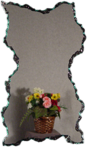 Chipped oval frameless mirror