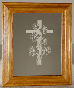 Framed mirror sample of cross