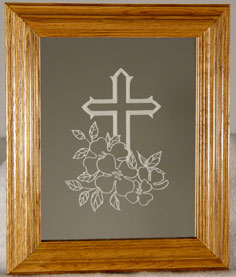 Framed mirror sample of cross