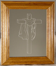 Framed mirror sample of cross