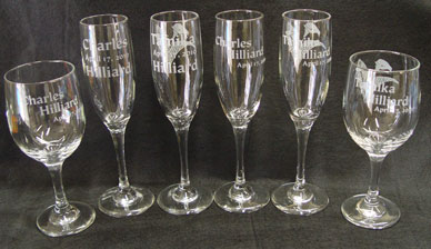 Etched wine glasses