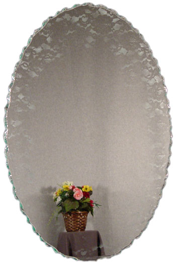 Chipped oval frameless mirror