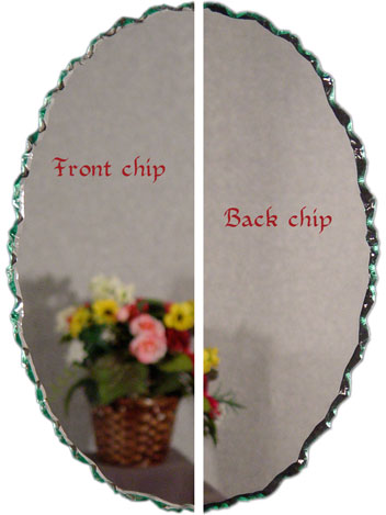 Chipped oval frameless mirror